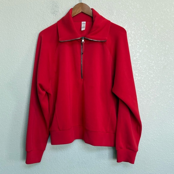 SPANX AirEssentials Soft Red Half Zip Pullover Scuba Sweatshirt Top 1X Athletic - Picture 3 of 8